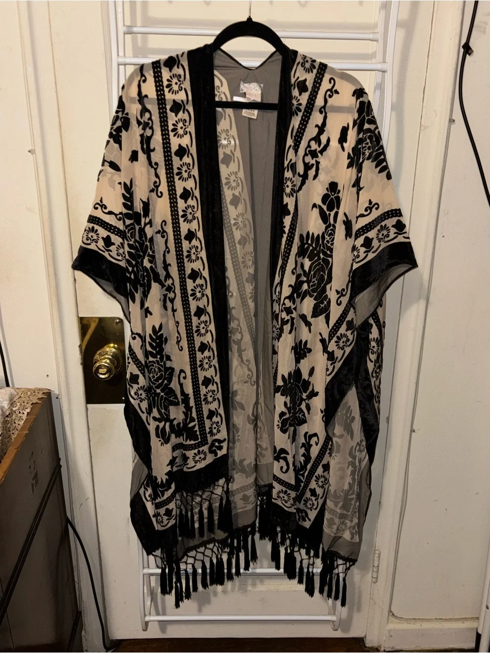 Free People Nightbird Velvet Burnout Kimono One Size Festival Boho Hippie Fairy